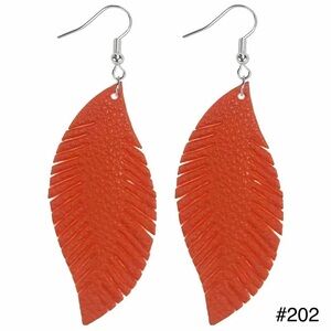#202 | Orange Fringe Leaf Dangle Earrings 🍊